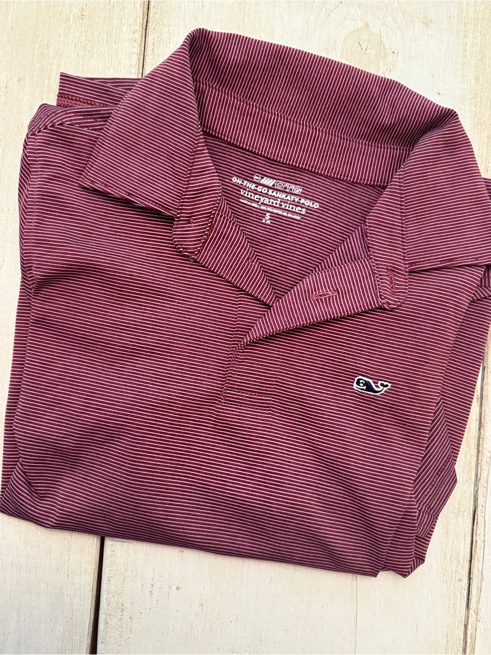 Vineyard Vines Boys Burgundy and White Microstripe Polo